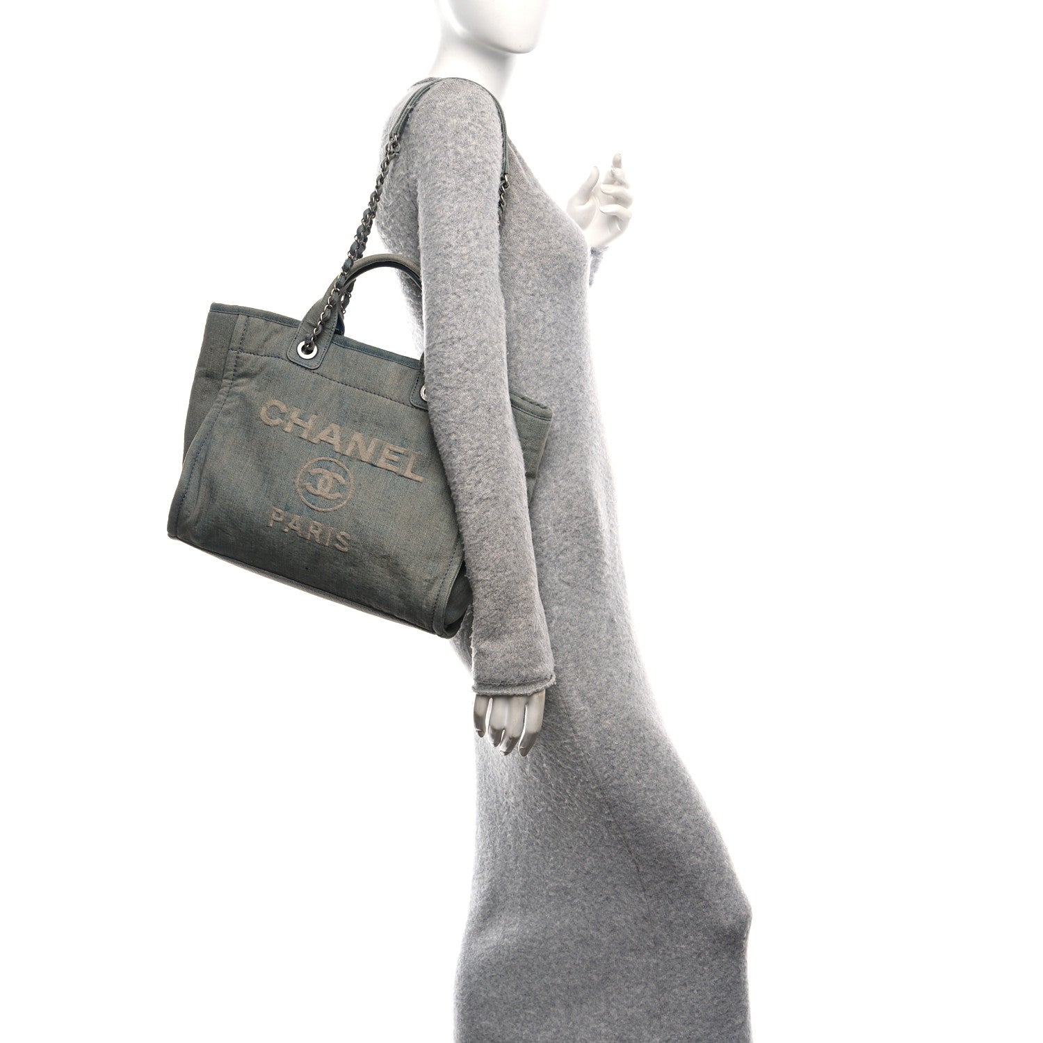 Chanel Denim Small Deauville Tote Light Blue 2 of 10