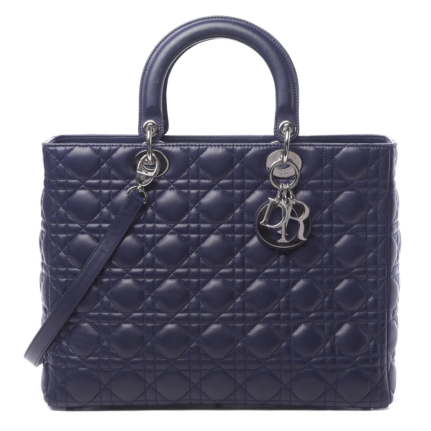 Christian Dior Lambskin Cannage Large Lady Dior Navy Blue 1 of 11