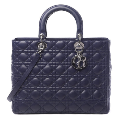Christian Dior Lambskin Cannage Large Lady Dior Navy Blue 1 of 11
