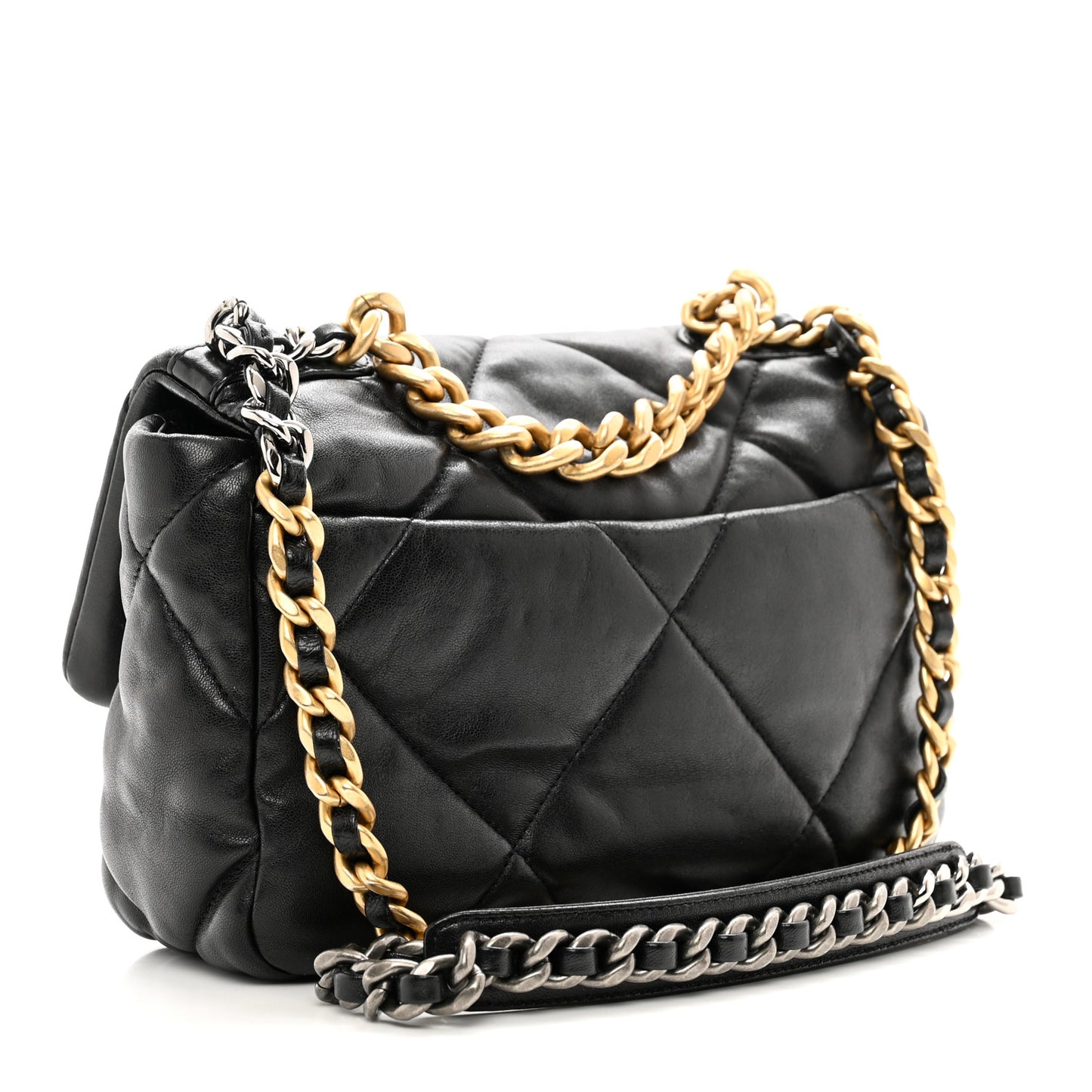 Lambskin Quilted Medium Chanel 19 Flap Black