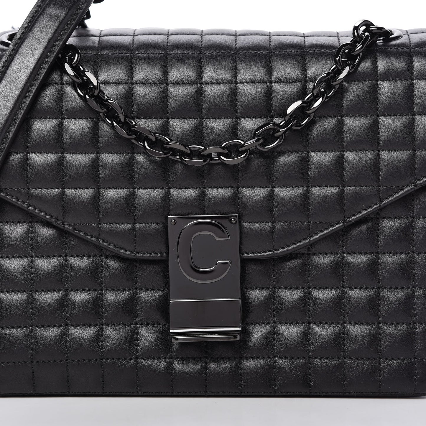 Calfskin Quilted Medium C Bag Black