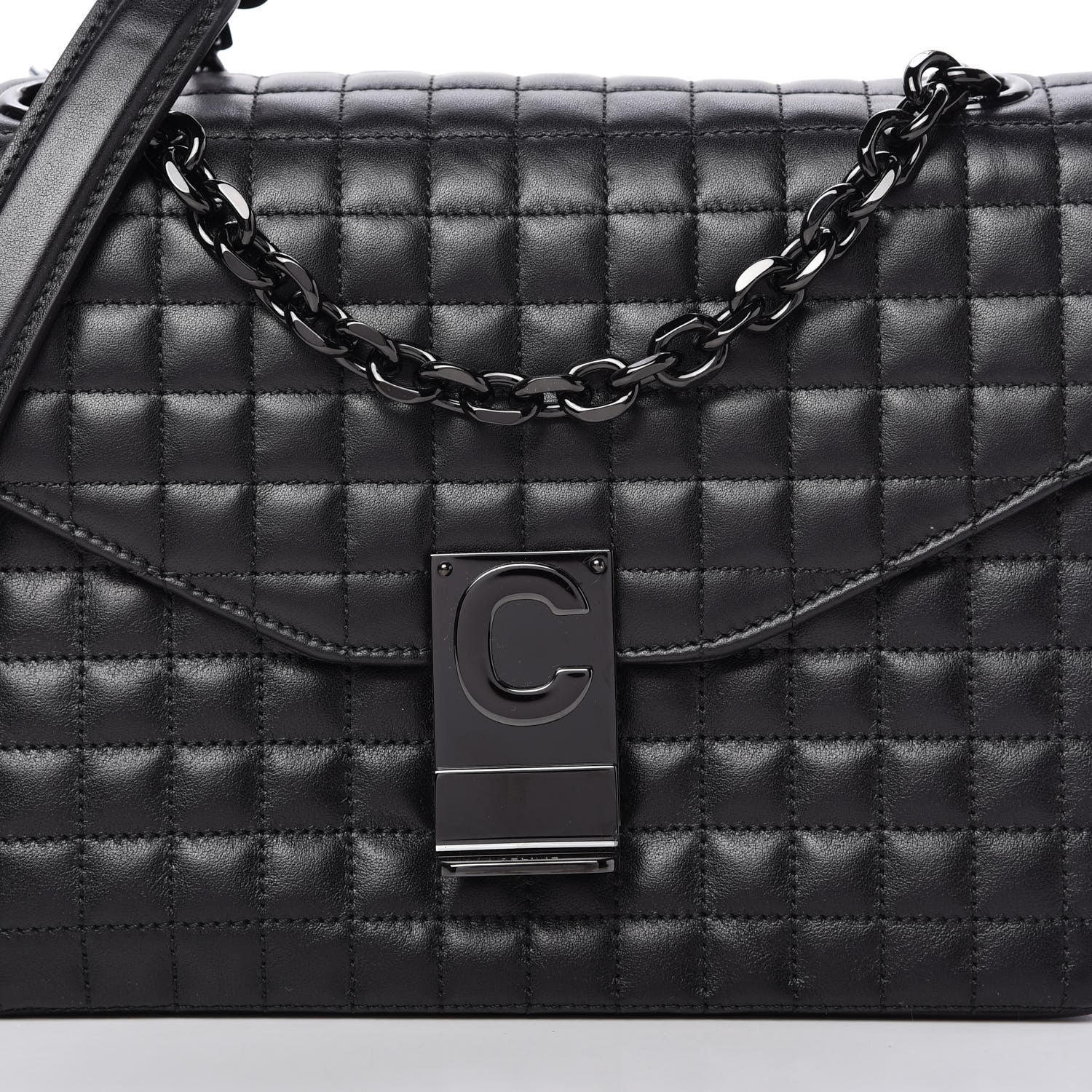 Celine Calfskin Quilted Medium C Bag Black 10 of 10