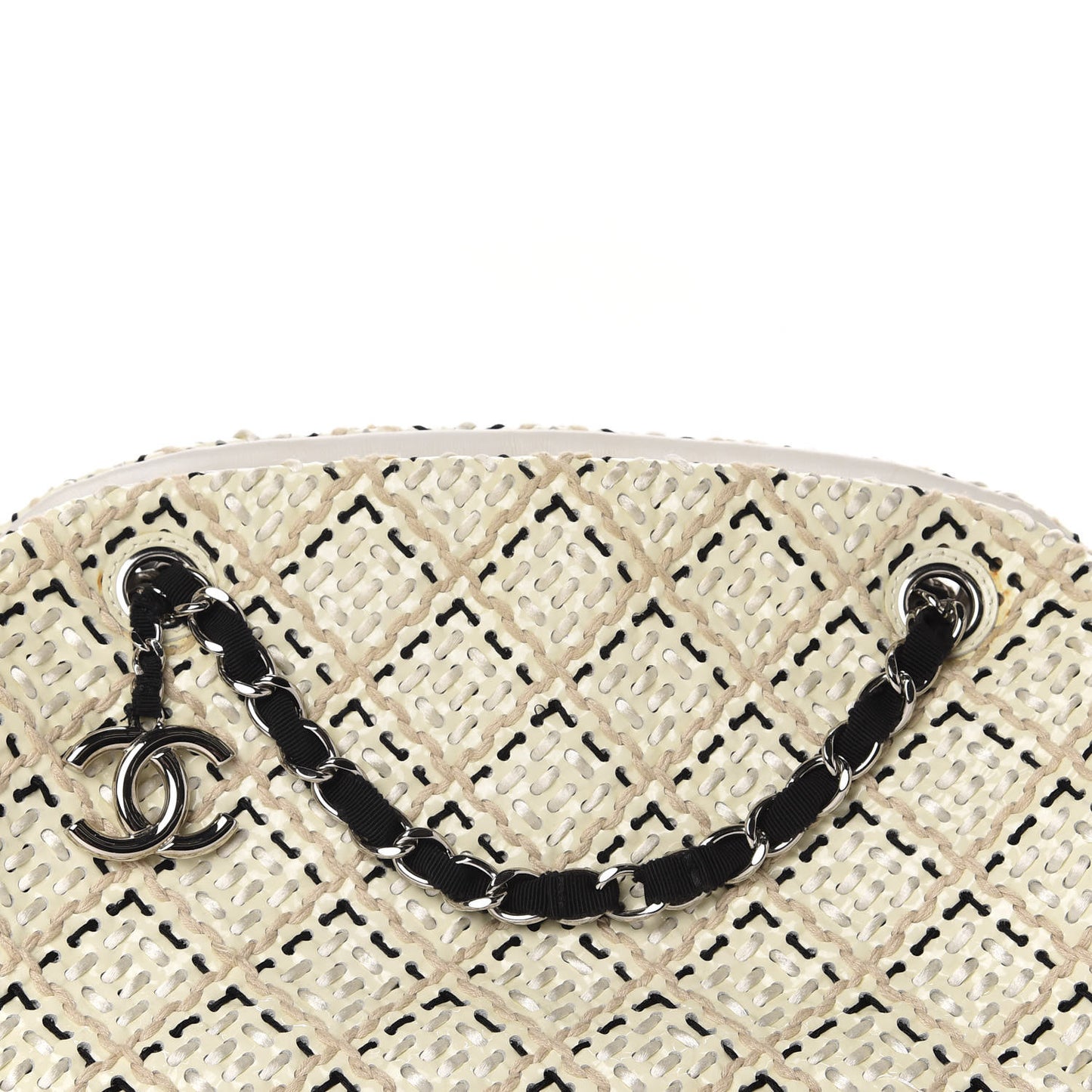 Patent Hand Embroidered Medium Just Mademoiselle White