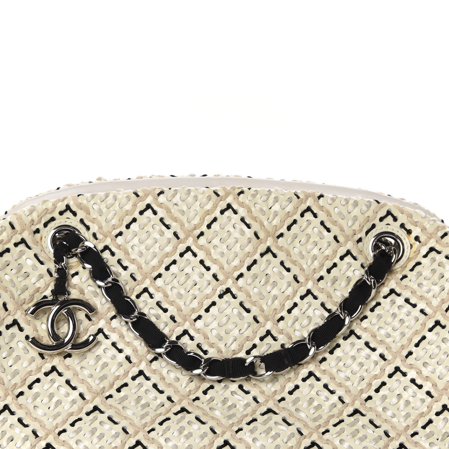 Chanel Patent Hand Embroidered Medium Just Mademoiselle White 12 of 12