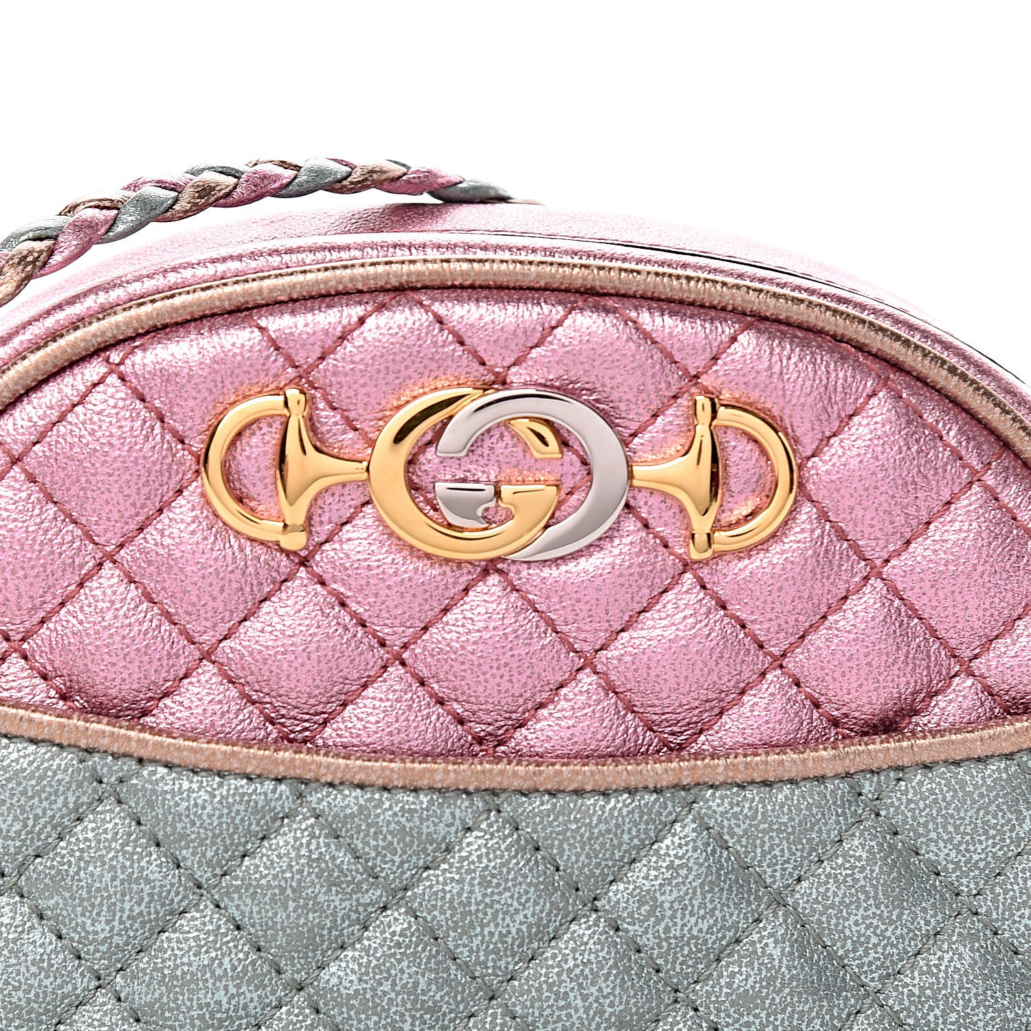 Gucci Laminated Nappa Trapuntata Mini Zumi Dome Shoulder Bag Rosa Lago Rame 8 of 10