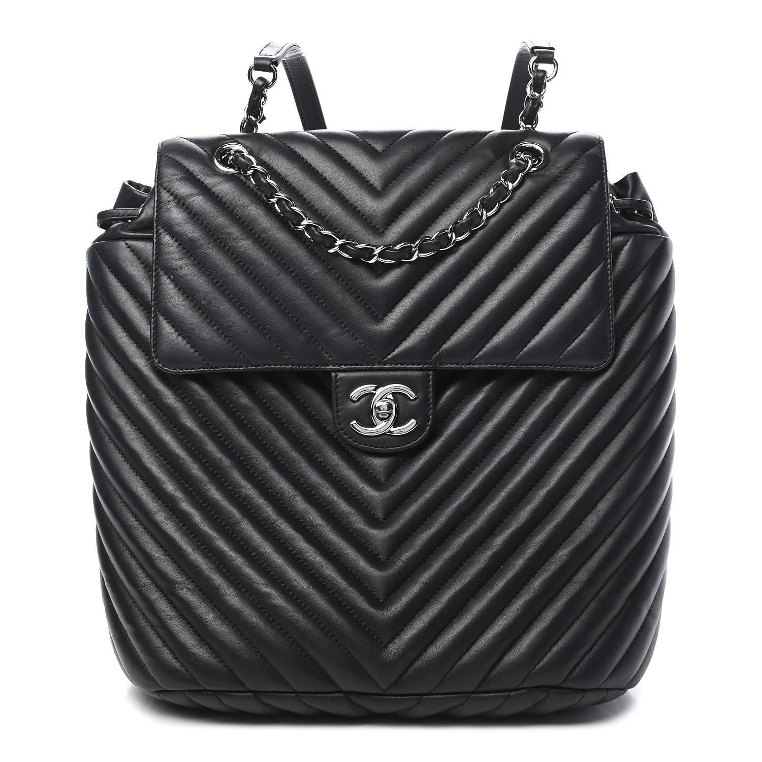 Chanel Calfskin Chevron Quilted Large Urban Spirit Backpack Black 1 of 9