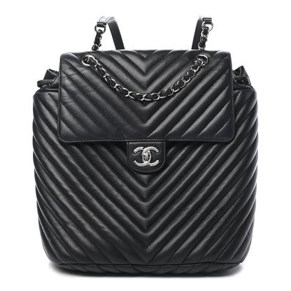 Chanel Calfskin Chevron Quilted Large Urban Spirit Backpack Black 1 of 9