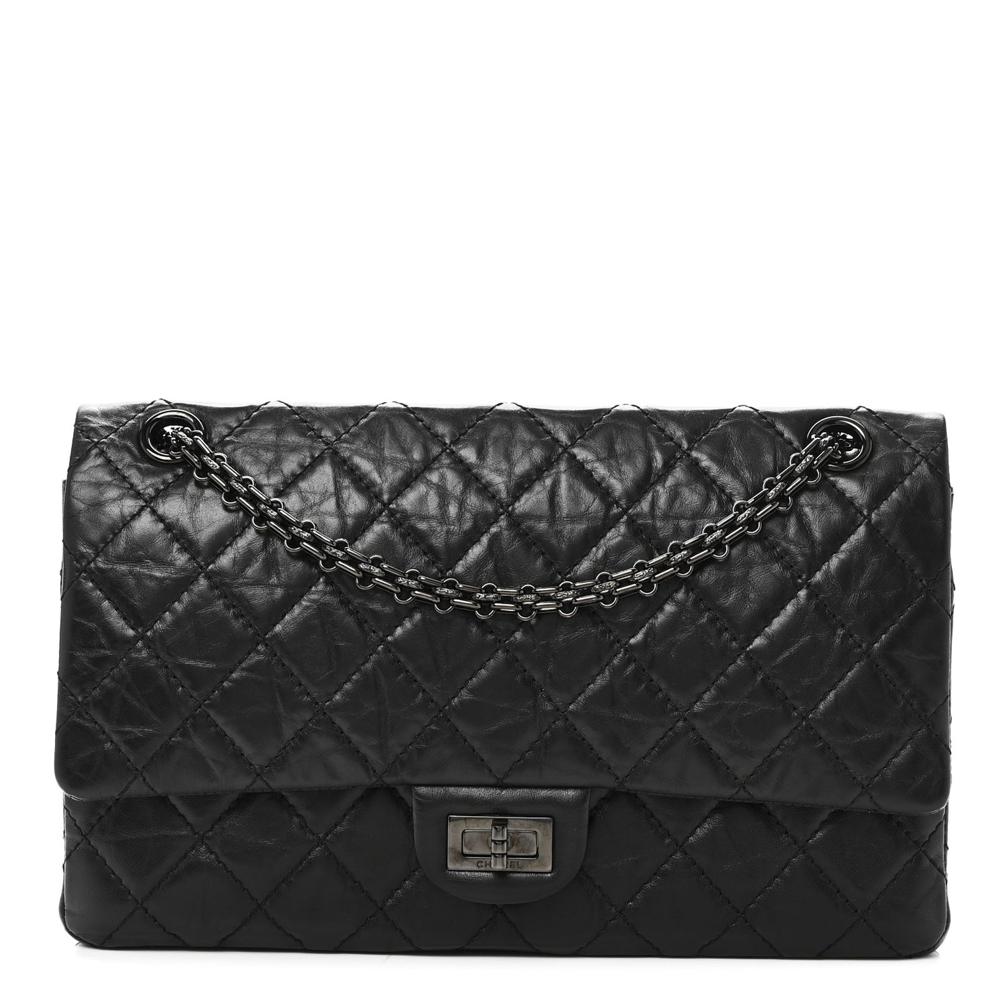 Aged Calfskin Quilted 2.55 Reissue 226 Flap So Black