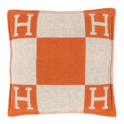 Hermes Wool Cashmere Avalon Pillow PM Ecru Potiron 2 of 3