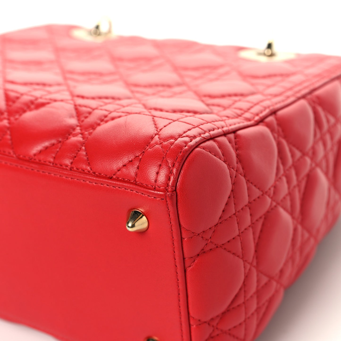 Lambskin Cannage Medium Lady Dior Red
