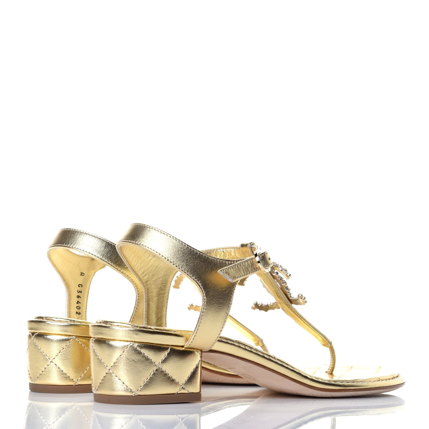 Chanel Goatskin Fantasy CC Pearl Thong Sandals 37 Gold 4 of 9