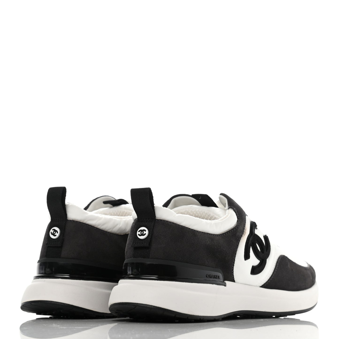 Nylon Suede Calfskin CC Sneakers 39 White Dark Grey