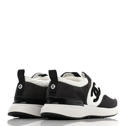 Chanel Nylon Suede Calfskin CC Sneakers 39 White Dark Grey 4 of 10