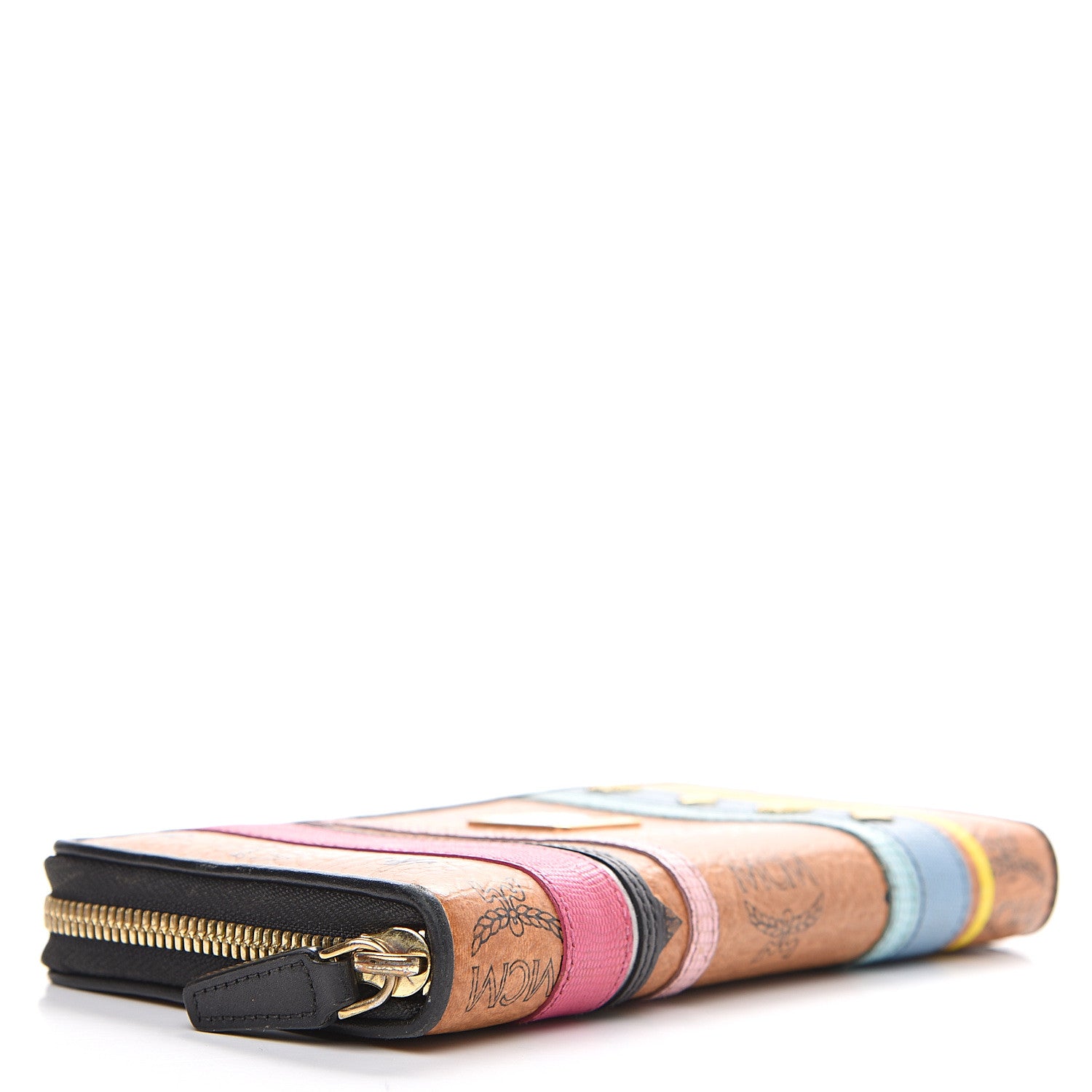 MCM Visetos Striped Zip Around Wallet Cognac 3 of 11