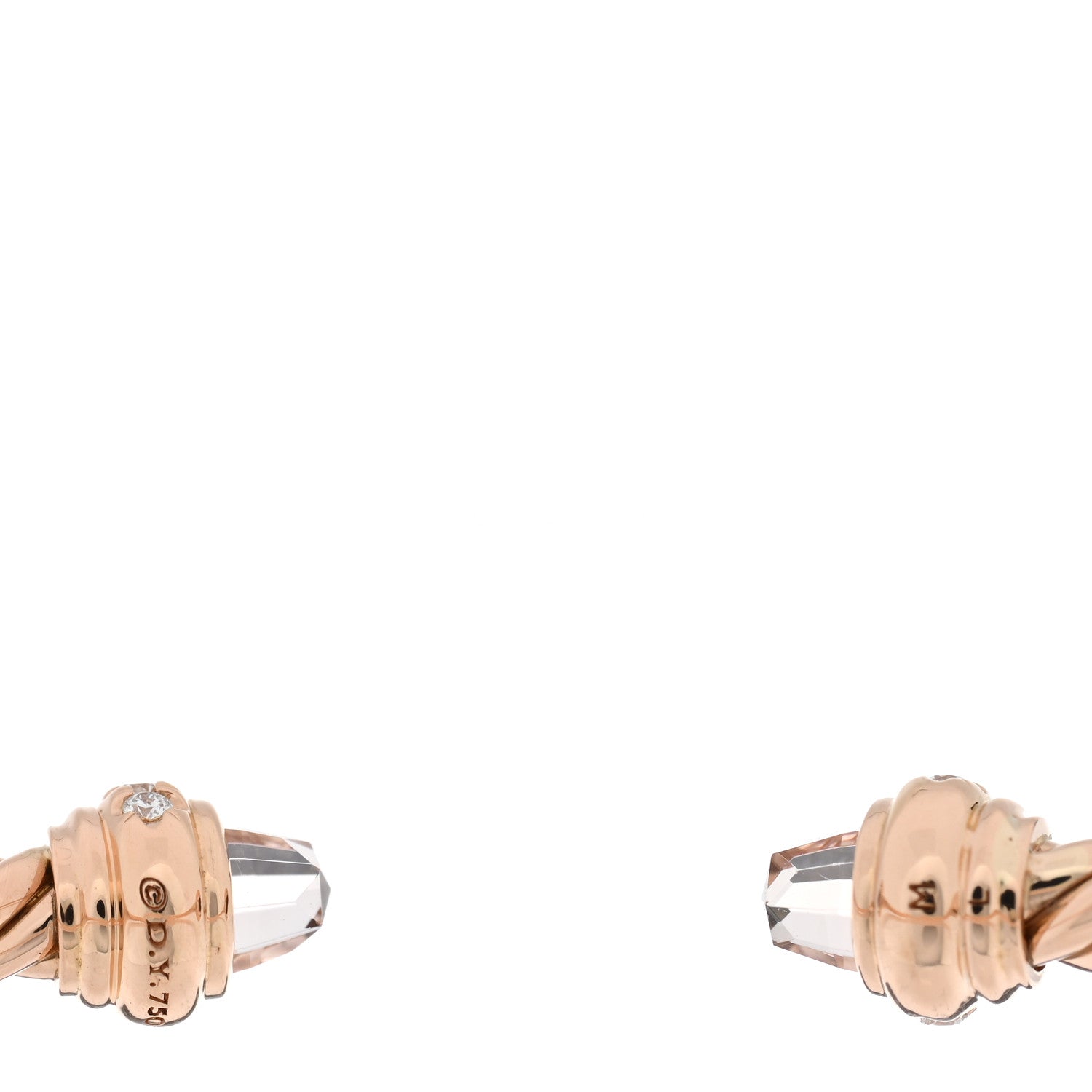 David Yurman 18K Rose Gold Diamond Morganite 3mm Cablespira Bracelet 3 of 3