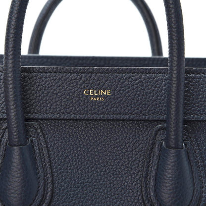 Celine Drummed Calfskin Nano Luggage Navy Blue 8 of 9