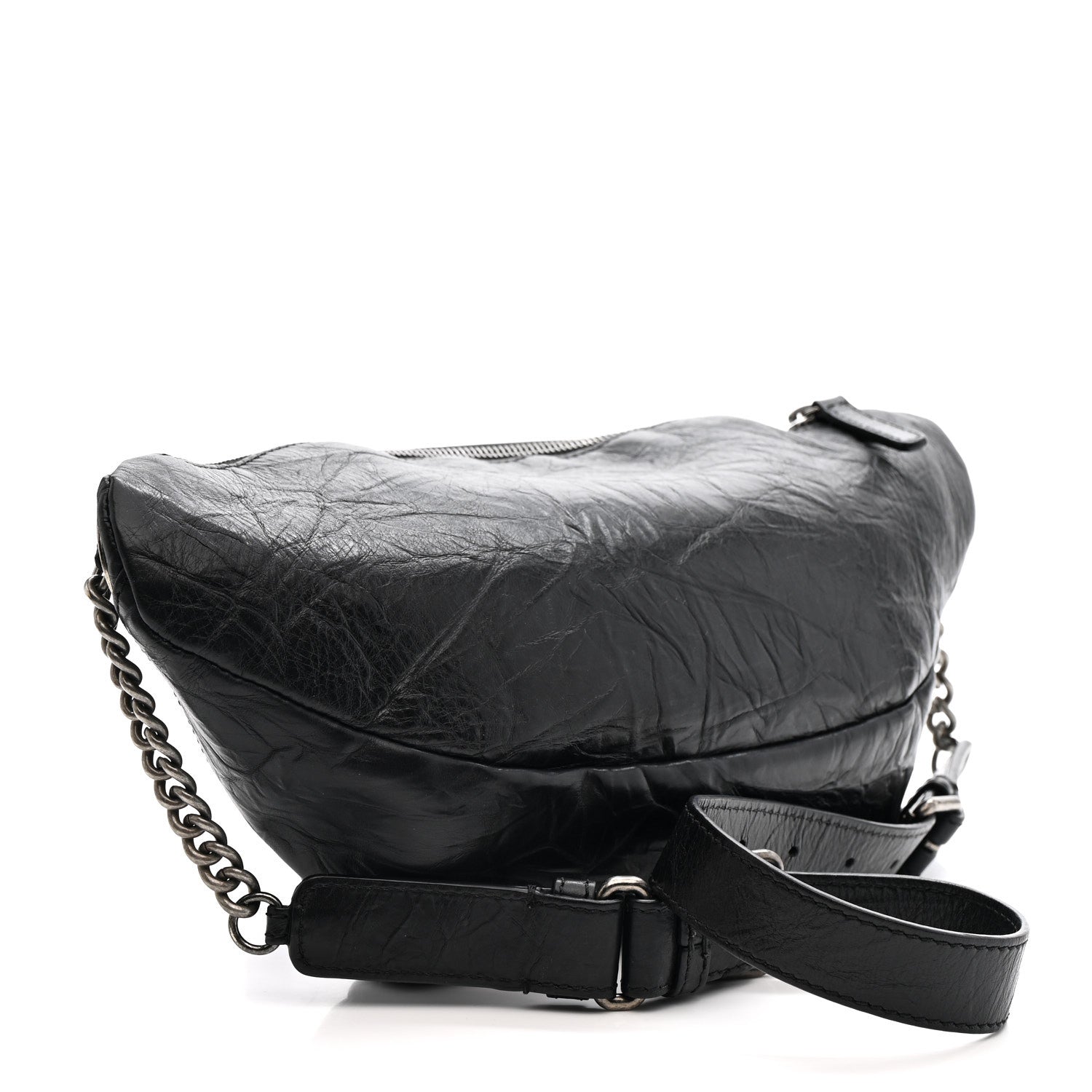 Chanel Crumpled Calfskin Quilted Casual Rock Waist Bag Fanny Pack Black 2 of 12
