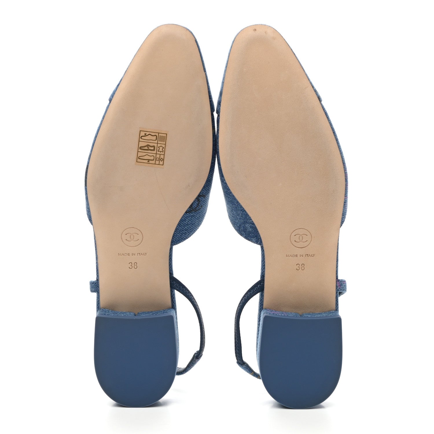 Chanel Denim Cap Toe CC Slingback Flats 38 Light Blue Multicolor 6 of 10