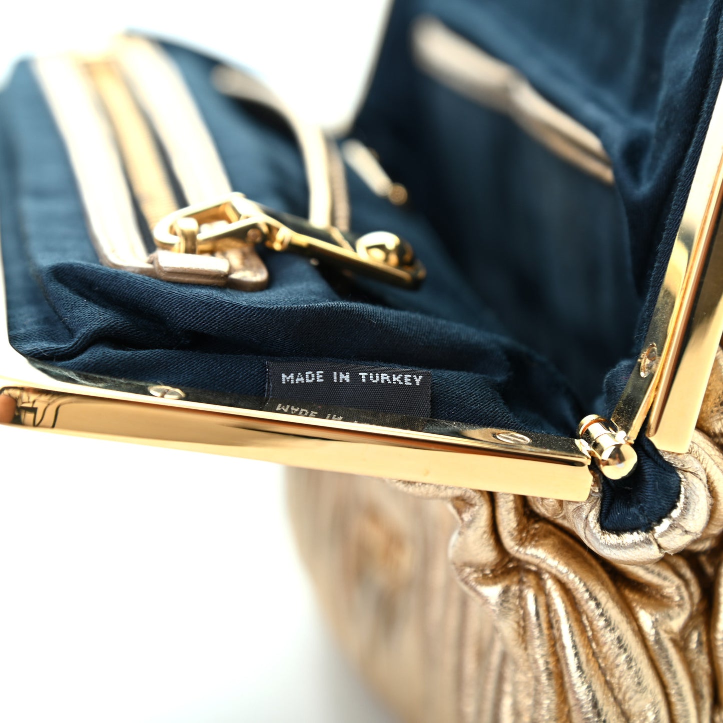 Metallic Nappa Matelasse Clutch Gold