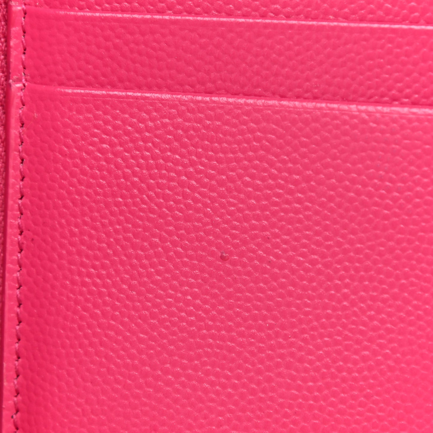 Grain De Poudre Matelasse Chevron Monogram Compact Tri Fold Wallet Fuschia