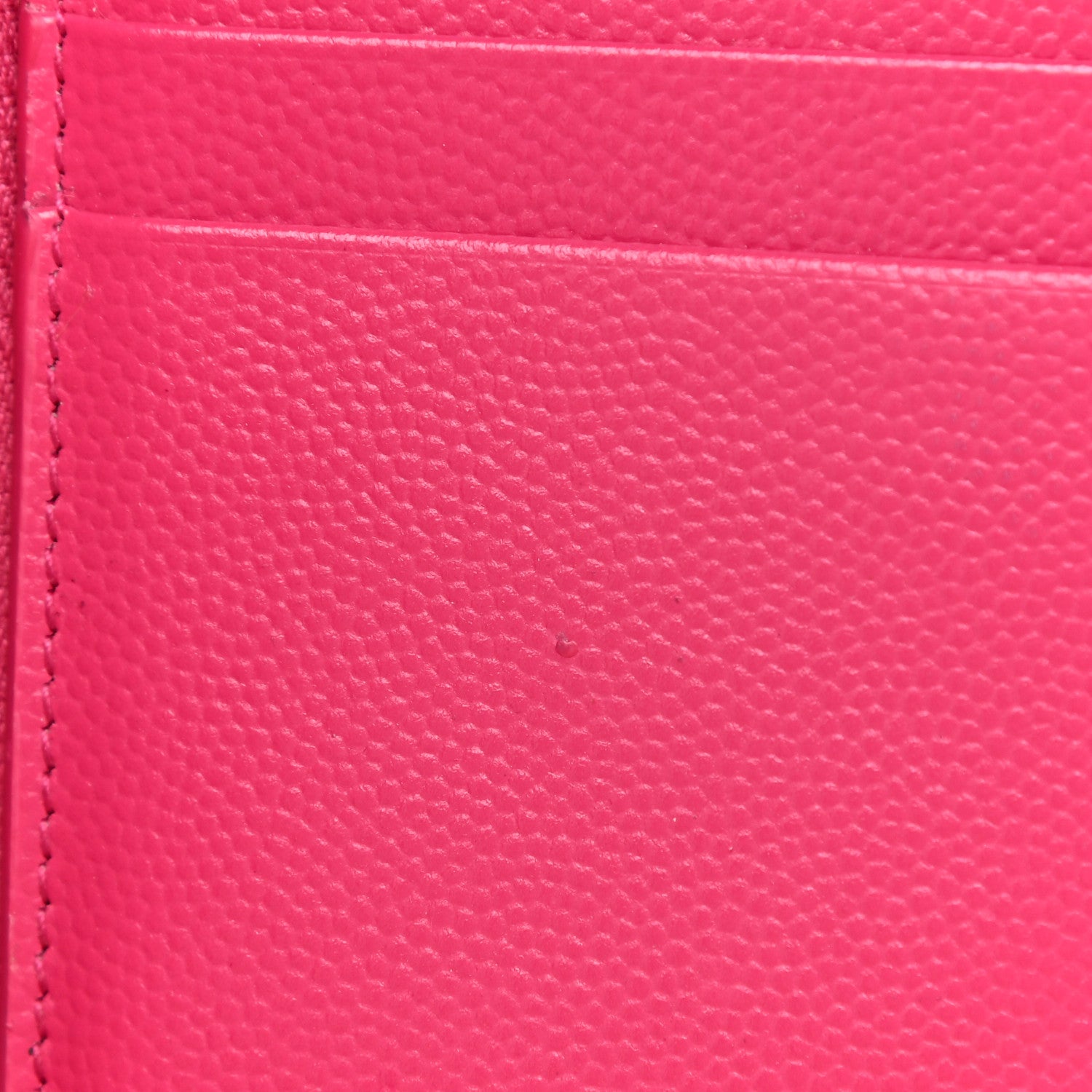 Saint Laurent Grain De Poudre Matelasse Chevron Monogram Compact Tri Fold Wallet Fuschia 11 of 13