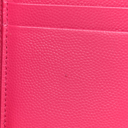 Saint Laurent Grain De Poudre Matelasse Chevron Monogram Compact Tri Fold Wallet Fuschia 11 of 13