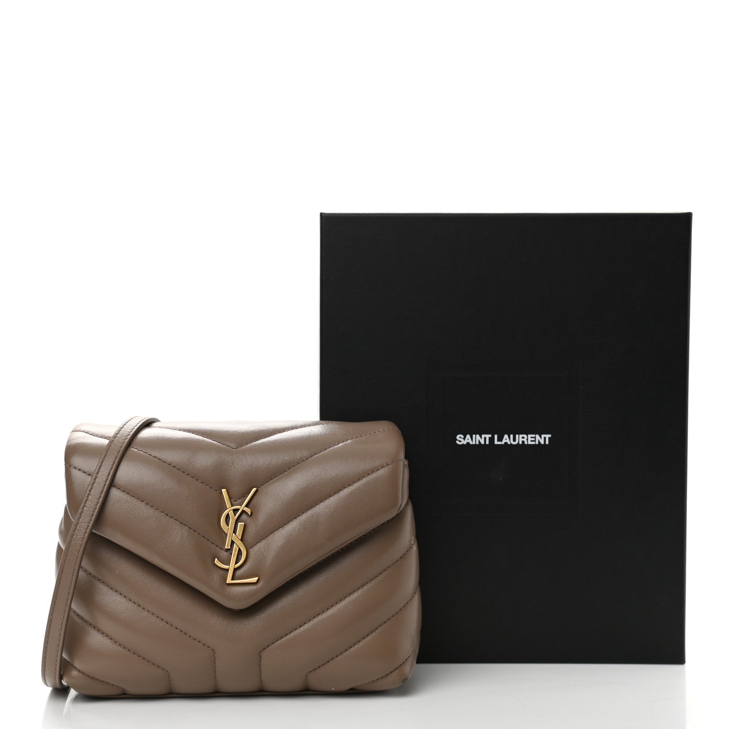 Saint Laurent Calfskin Y Quilted Monogram Toy Loulou Crossbody Bag Taupe 16 of 16