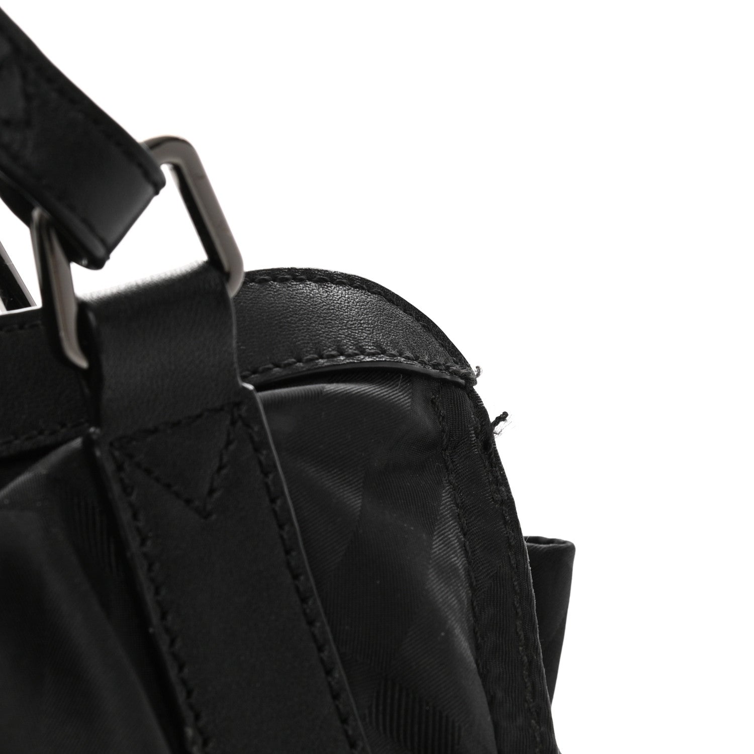 Burberry Nylon Tonal Check Buckleigh Packable Tote Black 12 of 13