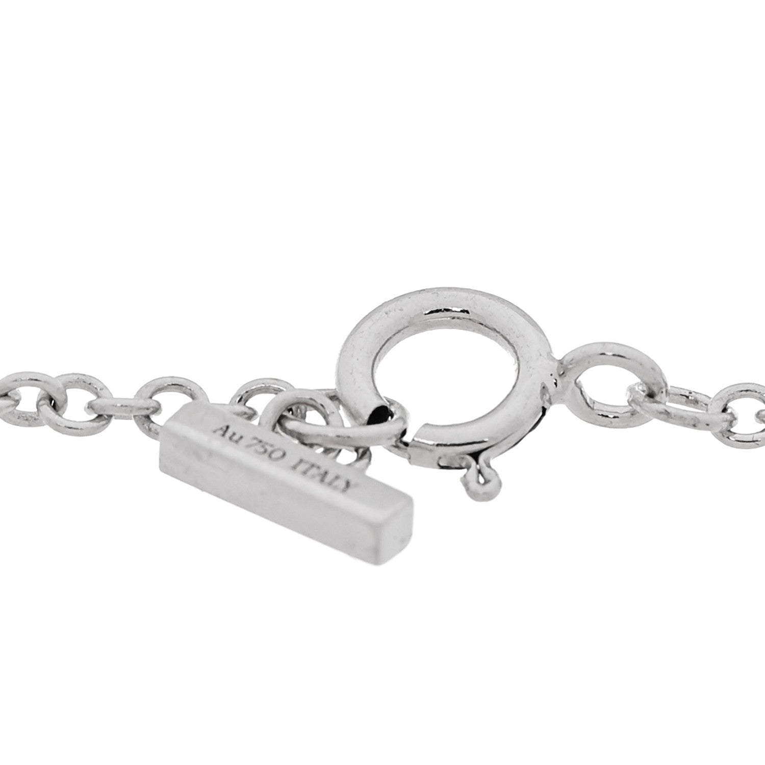 Tiffany 18K White Gold Diamond Turquoise T Circle Bracelet 3 of 7