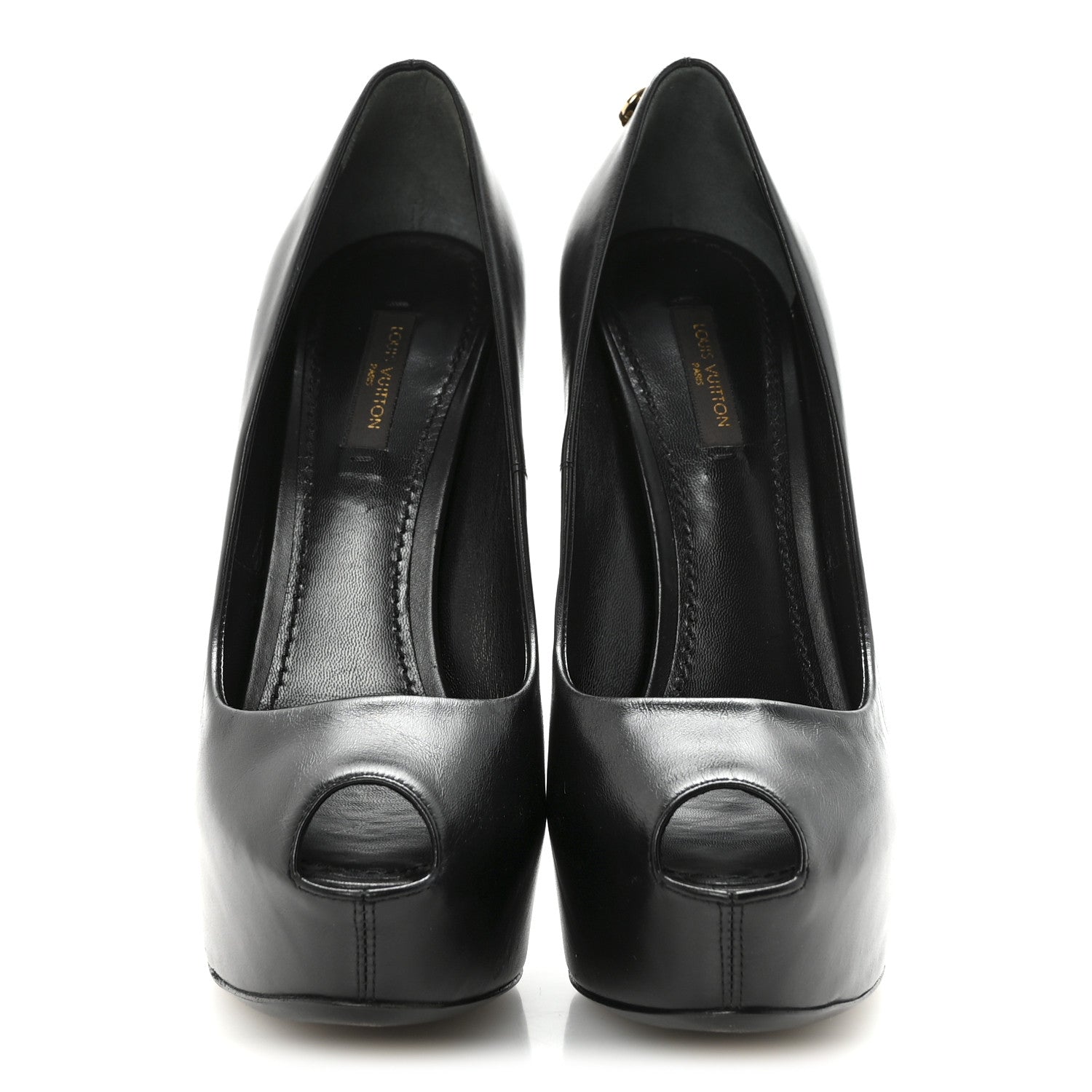 Louis Vuitton Smooth Calfskin Oh Really Peep Toe Pumps 37.5 Black 3 of 9