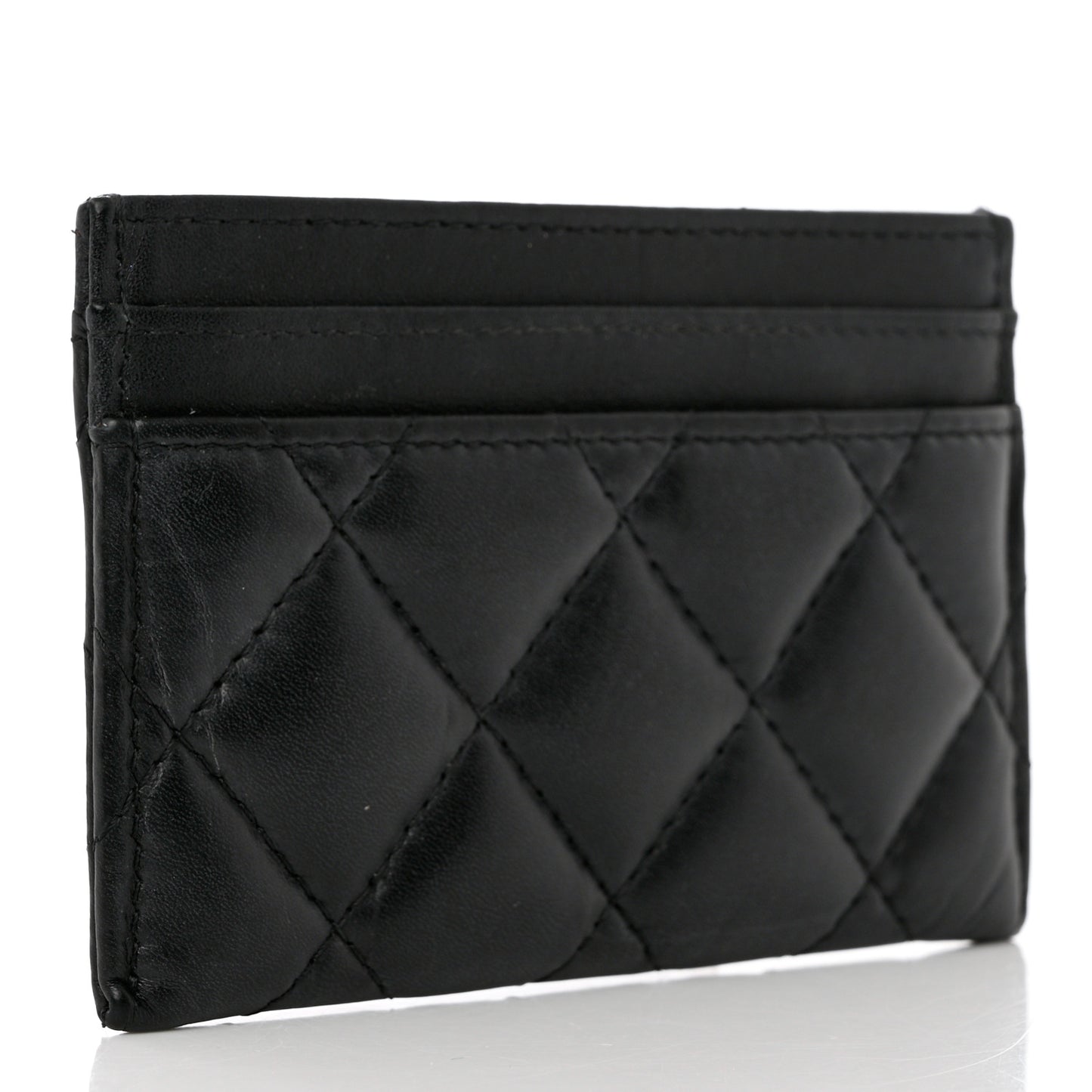 Aged Calfskin Quilted Lucky Charms Reissue Card Holder Black