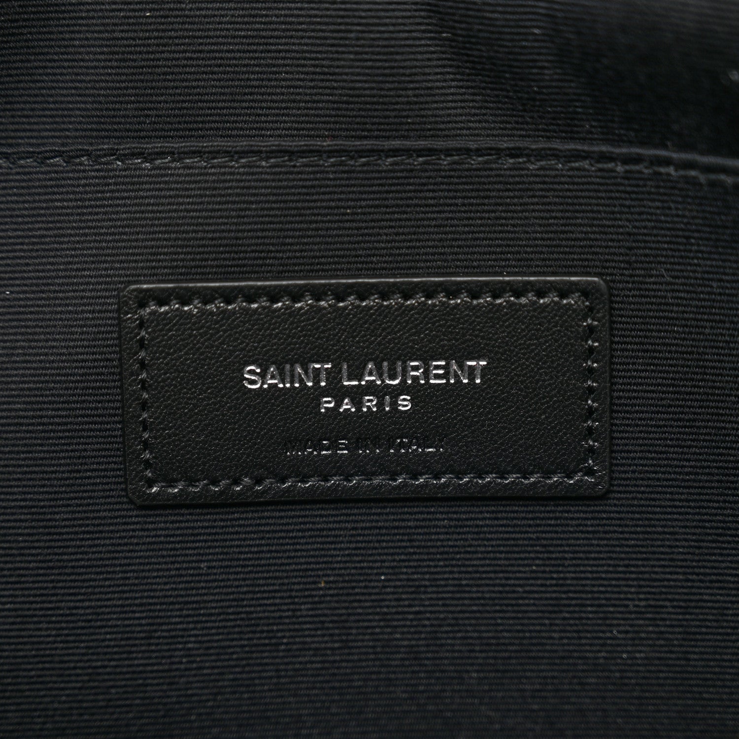 Saint Laurent Raffia Calfskin Rive Gauche Zipped Pouch Naturale Black 7 of 7