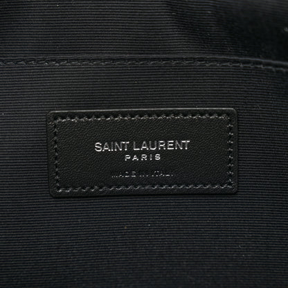 Saint Laurent Raffia Calfskin Rive Gauche Zipped Pouch Naturale Black 7 of 7