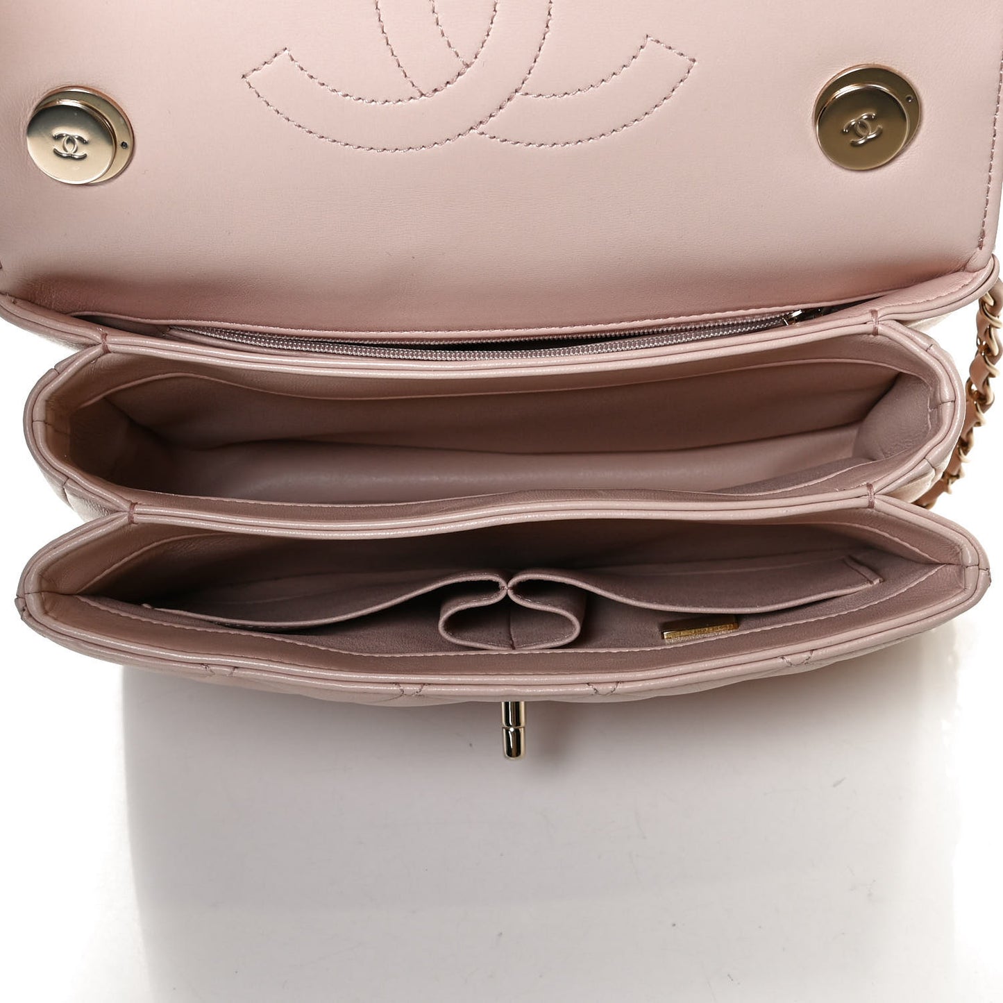 Lambskin Quilted Small Trendy CC Dual Handle Flap Bag Beige
