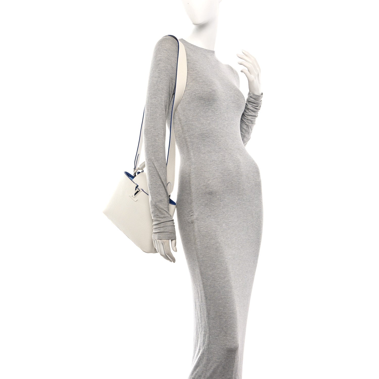 Louis Vuitton Taurillon Capucines BB White Blue 2 of 11