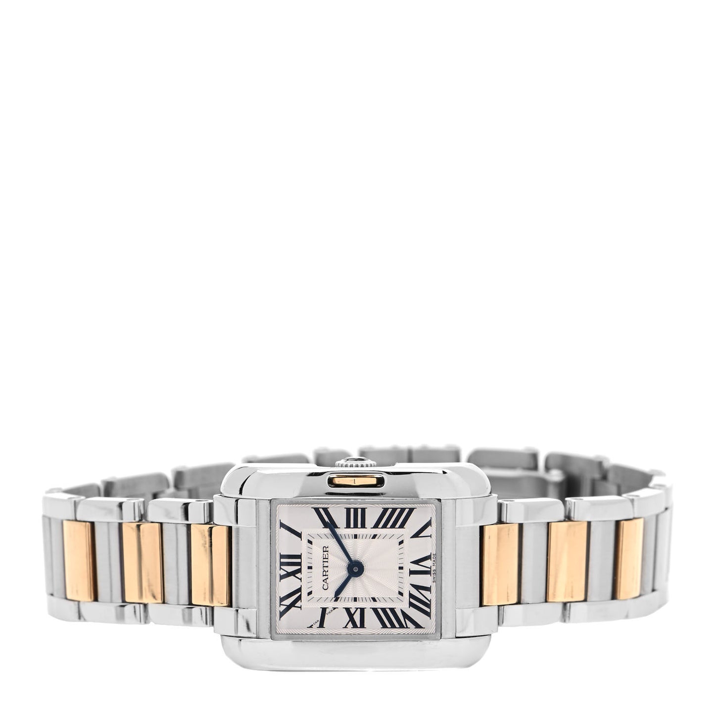 Stainless Steel 18K Yellow Gold 23mm Tank Anglaise Quartz Watch