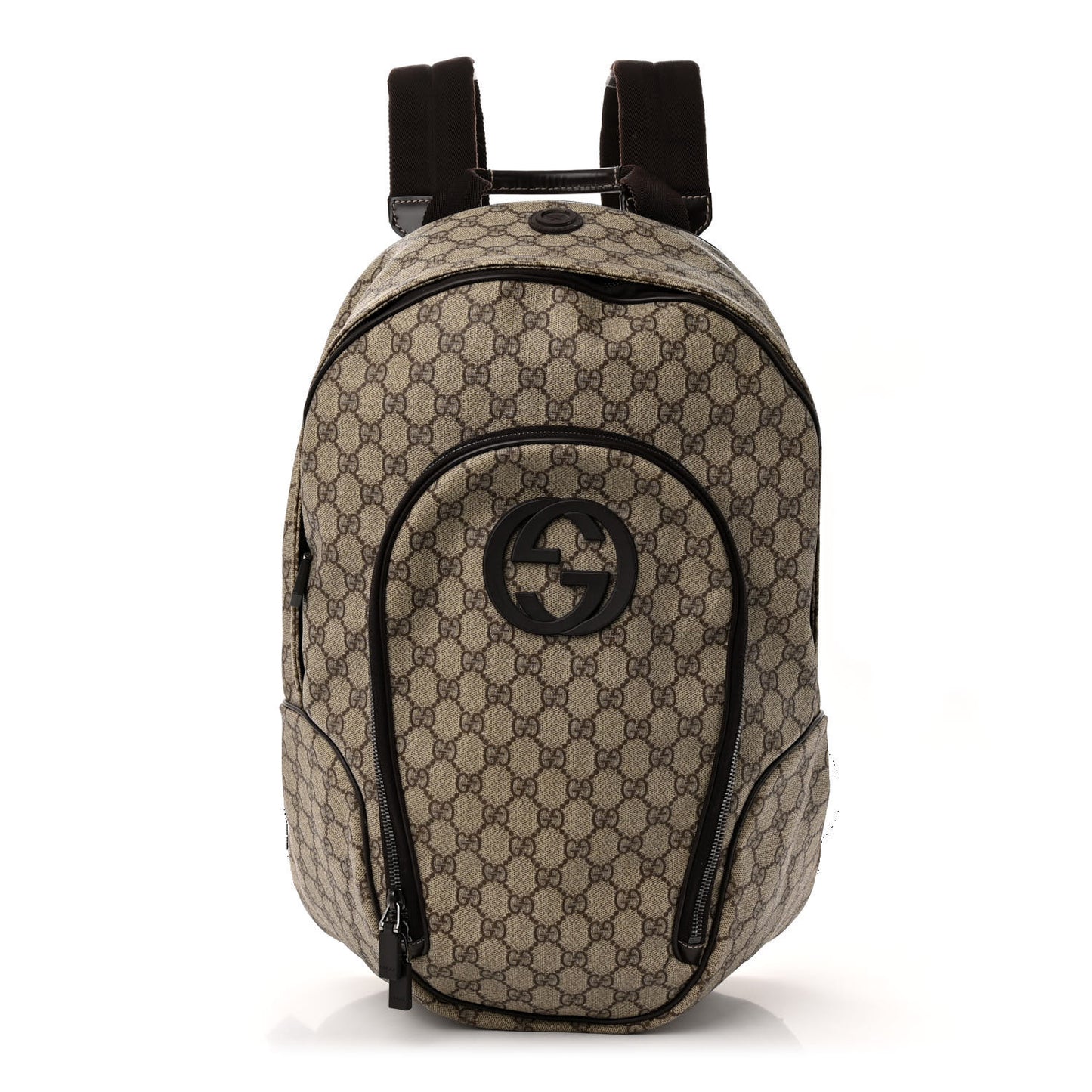 GG Plus Monogram Interlocking G Medium Backpack Dark Brown