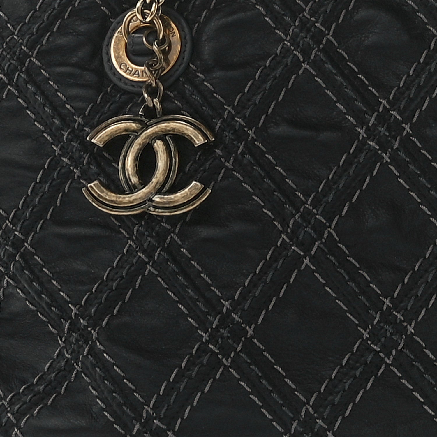 Chanel Calfskin Quilted Stitch Triptych Tote Black 7 of 10