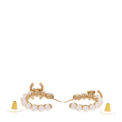 Chanel Crystal Pearl CC No 5 Hoop Drop Earring Gold 3 of 5