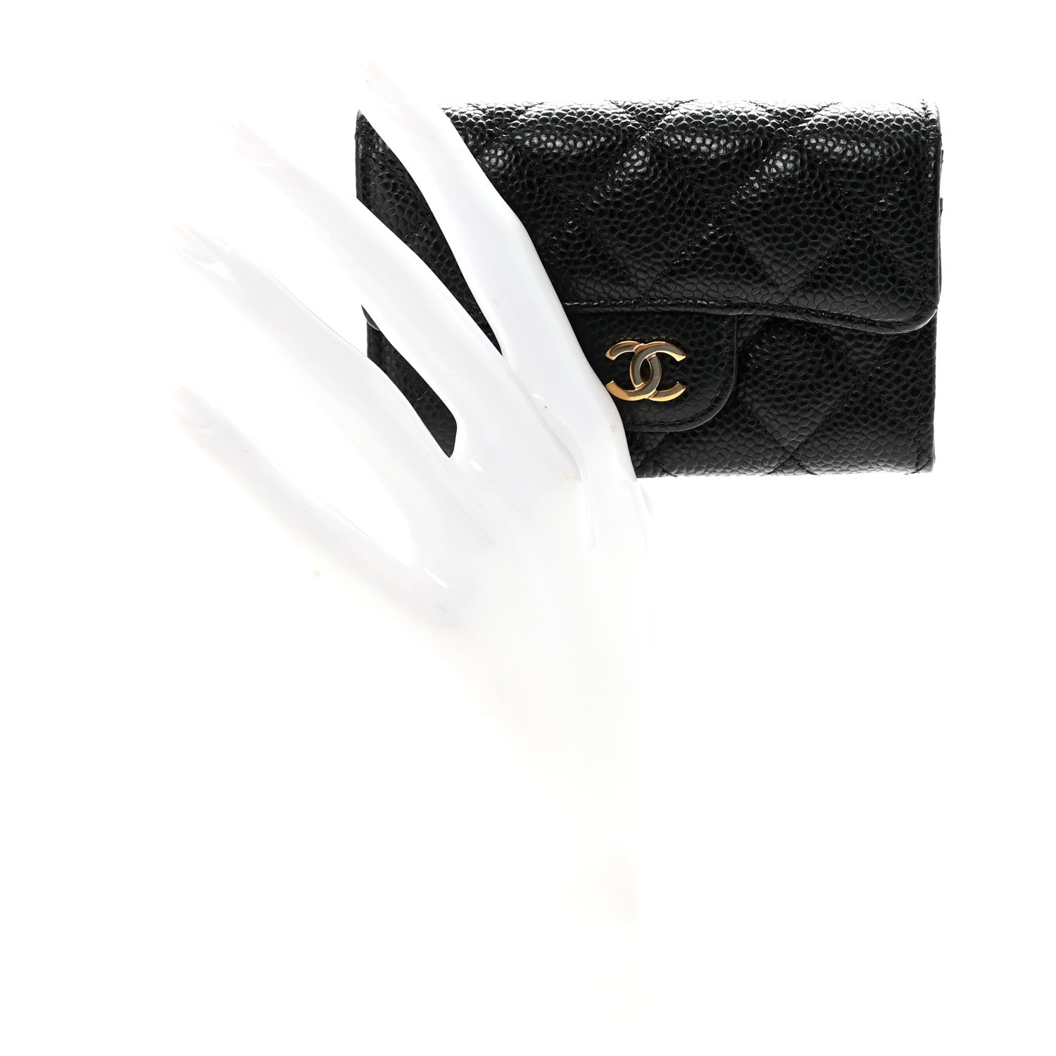 Chanel Caviar Quilted Flap Card Holder Wallet Black 2 of 9