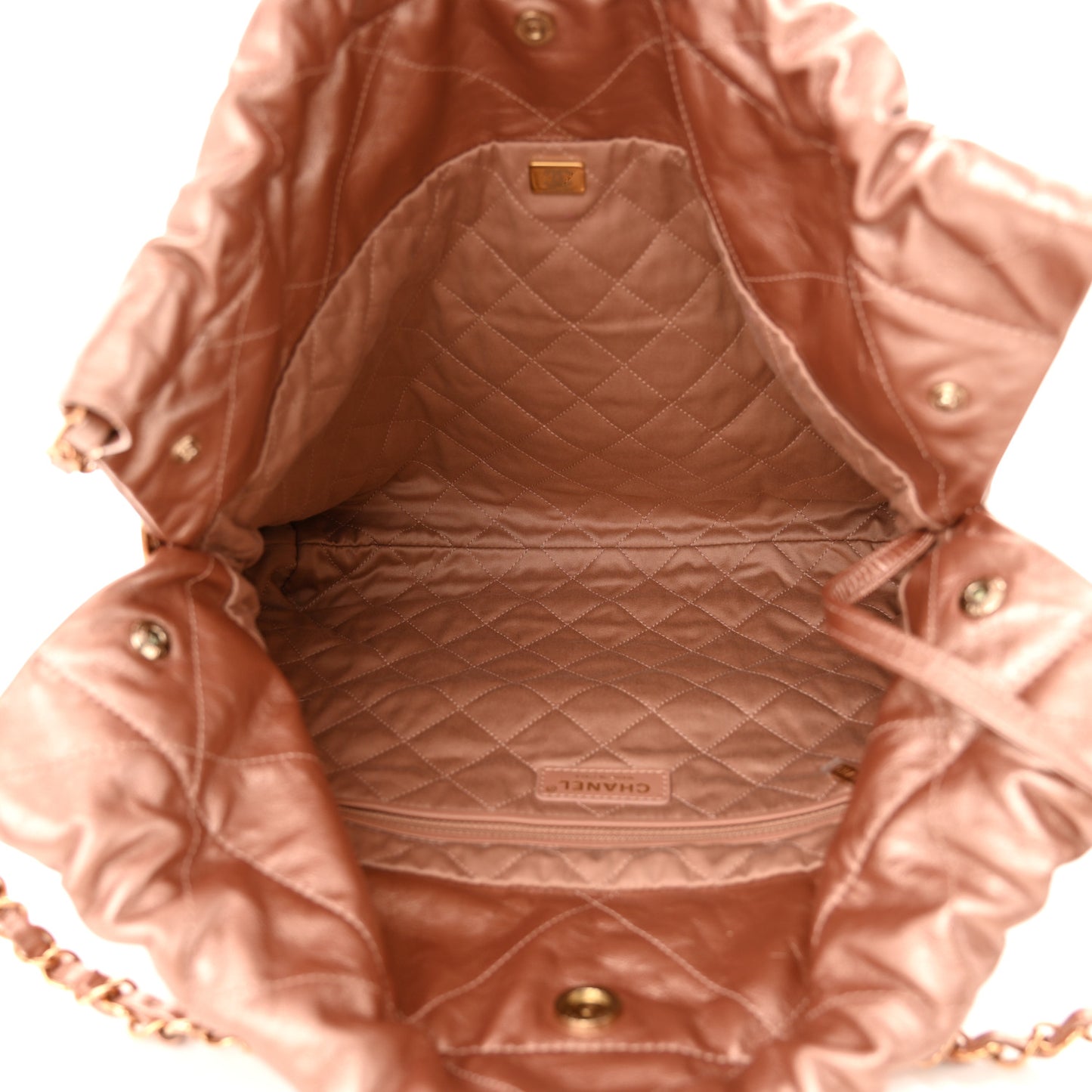 Metallic Calfskin Quilted Chanel 22 Copper