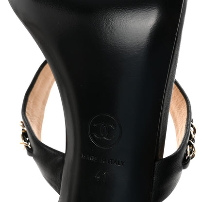 Chanel Lambskin Chain Strap Sandals 41 Black 7 of 9