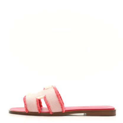Hermes Toile H Oran Fringe Sandals 36 Framboise 1 of 9