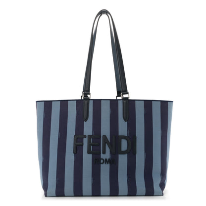 Fendi Pequin Vitello Logo Shopper Tote Blue 1 of 12