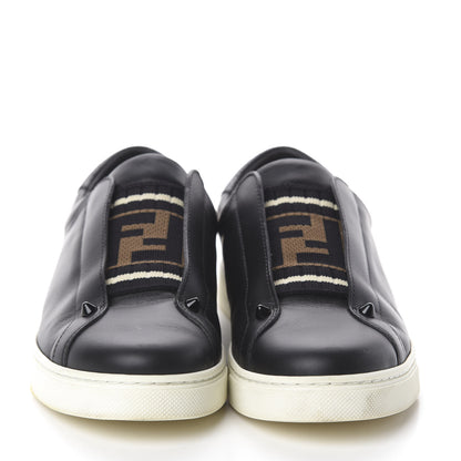 Fendi Vitello Microfiber FF Rockoclick Slip On Sneakers 38 Black Tobacco 2 of 7