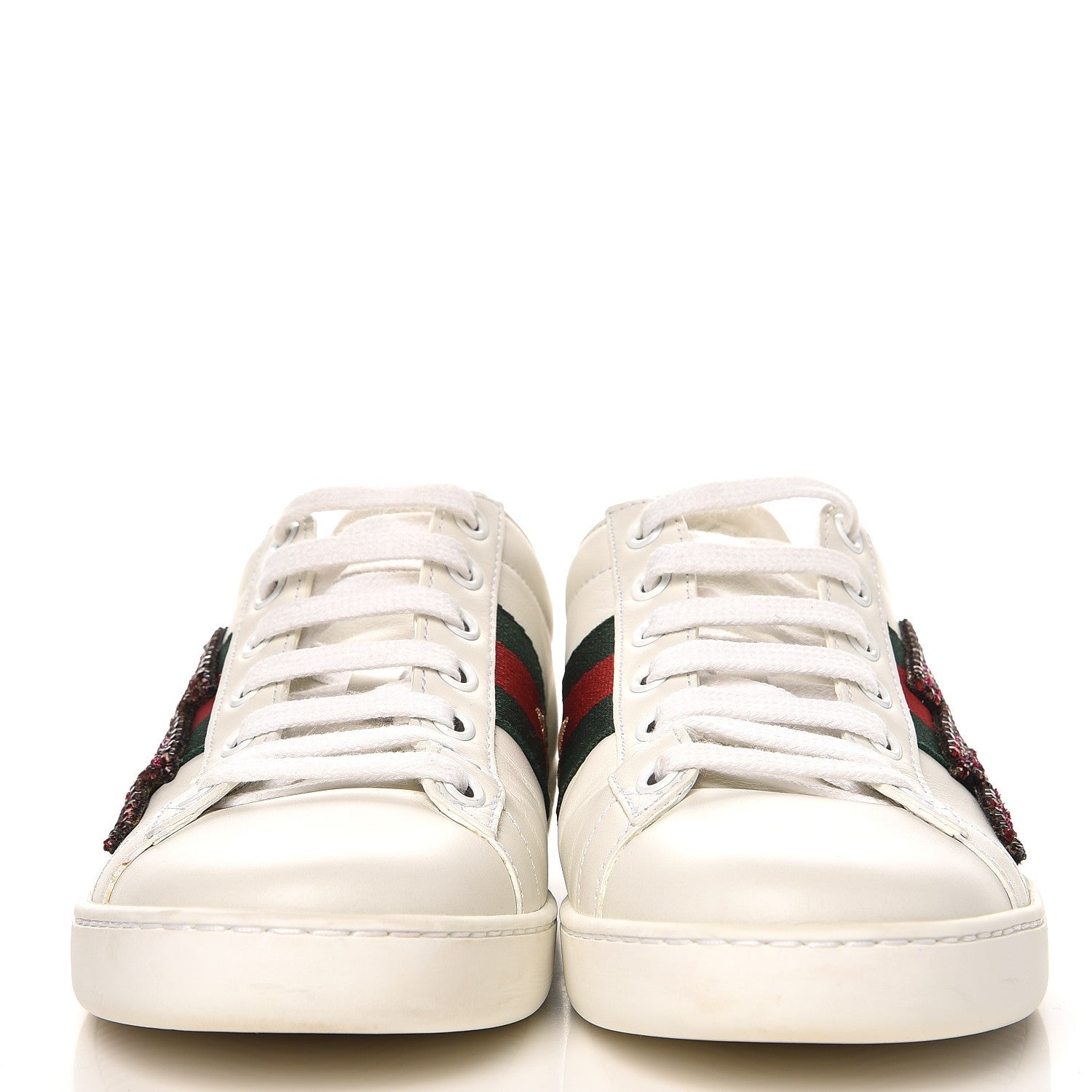 Gucci Calfskin Web Studded Lightning Ace Sneakers 36 White 3 of 12