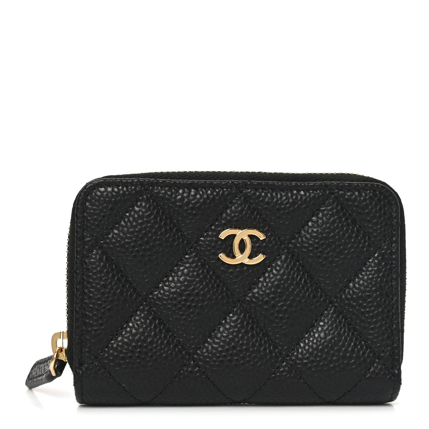 Caviar Quilted Zip Coin Purse Black