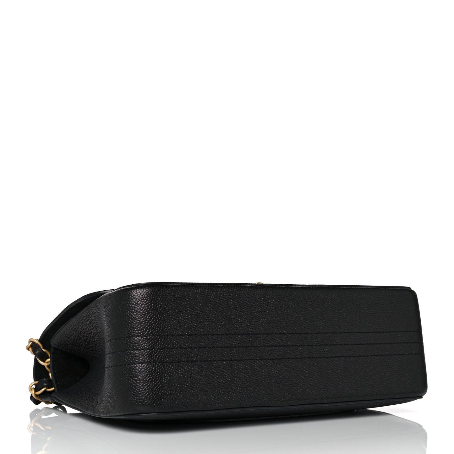 Grained Calfskin Jumbo Classic Pure Double Flap Black