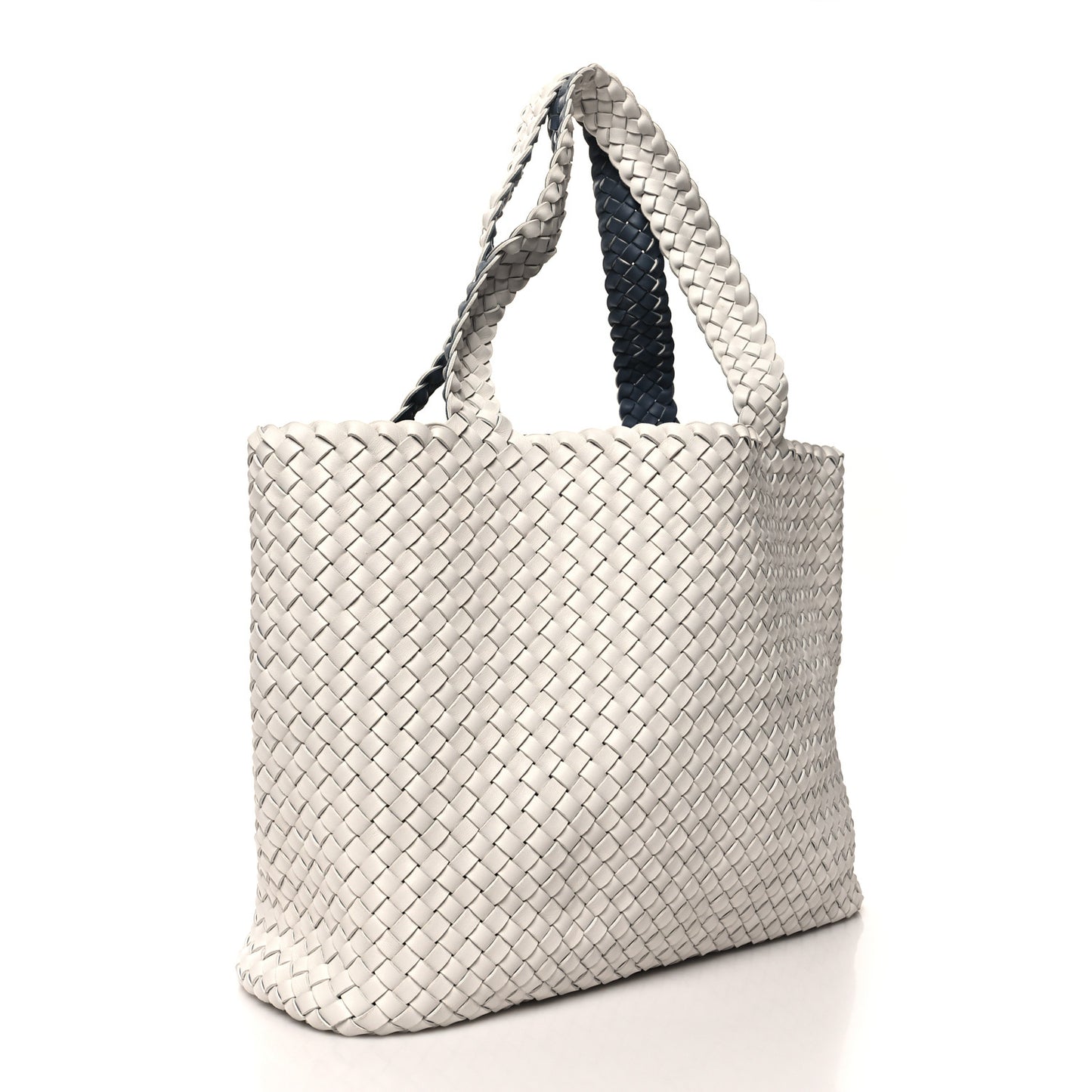 Nappa Intrecciato Bicolor Tote Bag Thunder White Silver