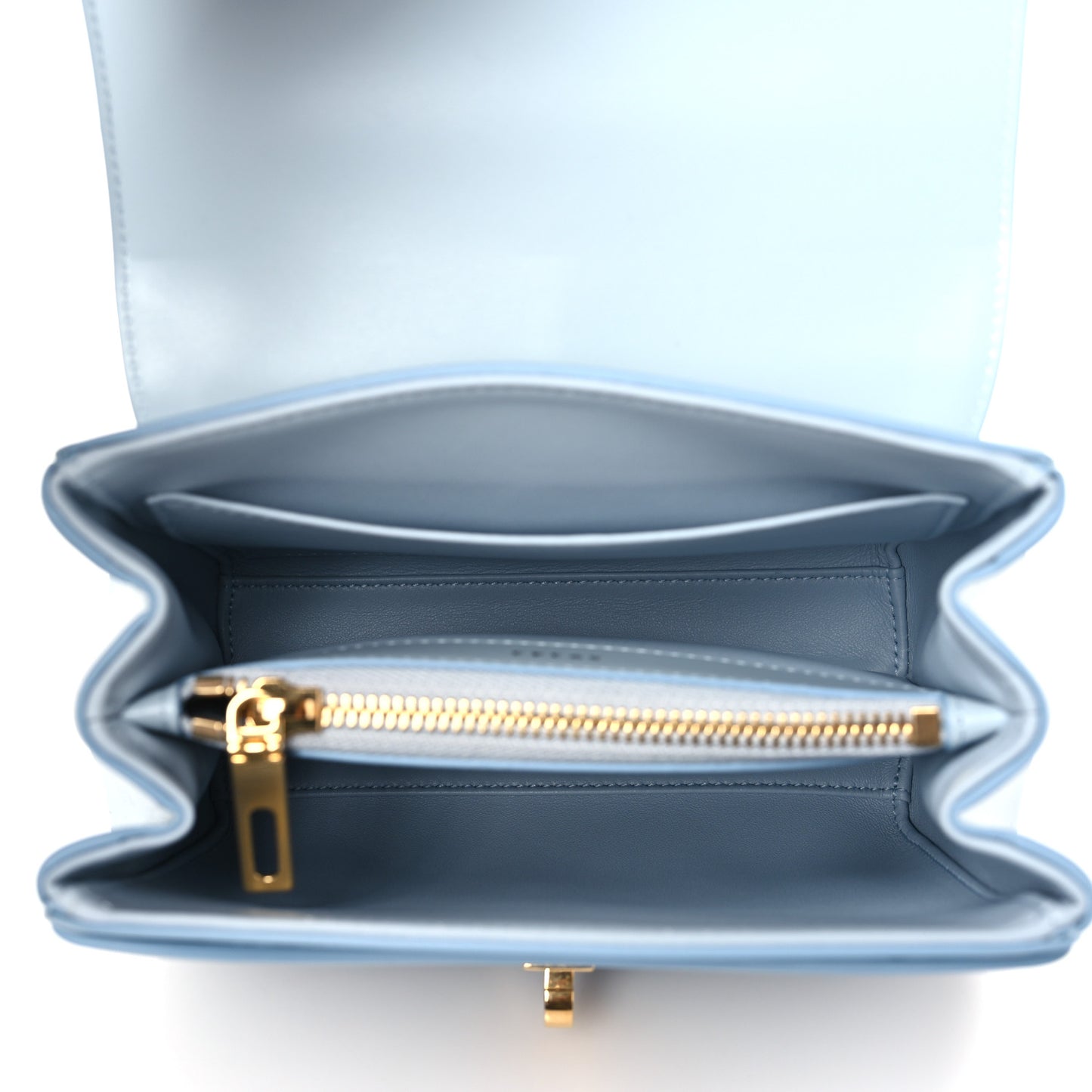 Satinated Calfskin Mini 16 Top Handle Bag Pale Blue